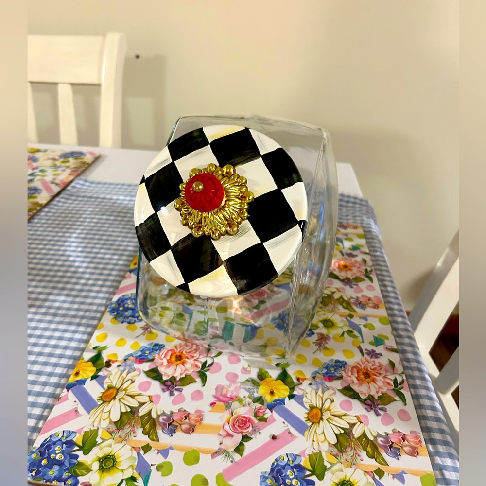 Mackenzie Childs cookies jar courtly check stuff